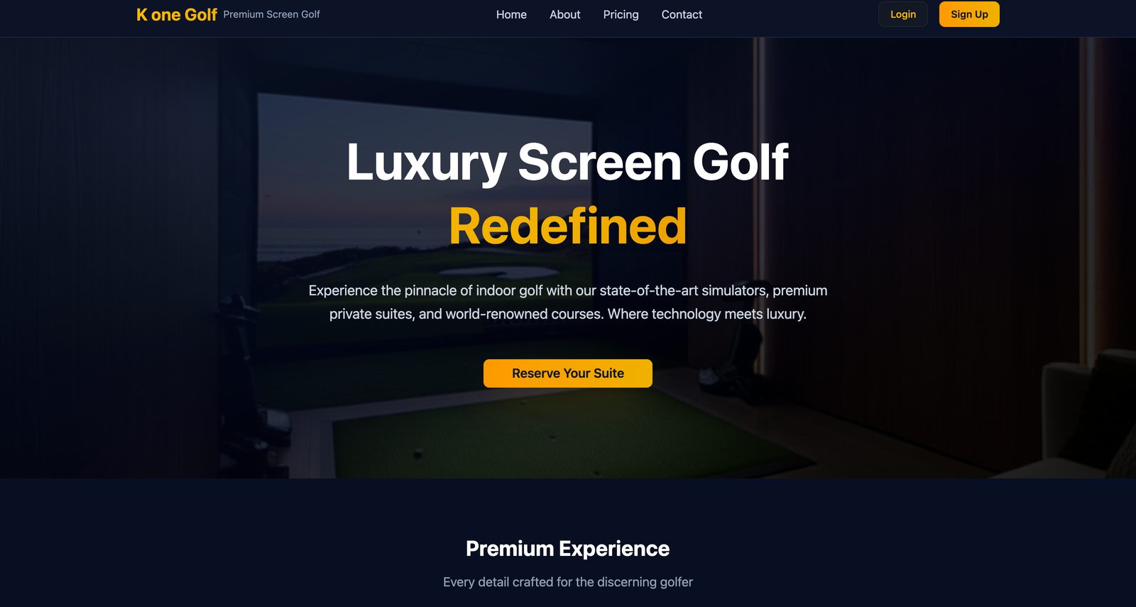 K one Golf — Luxury Screen Golf landing page